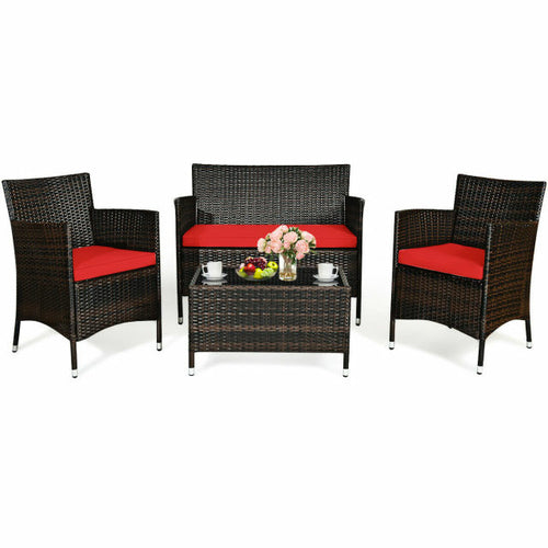 4pcs Rattan Patio Furniture Set