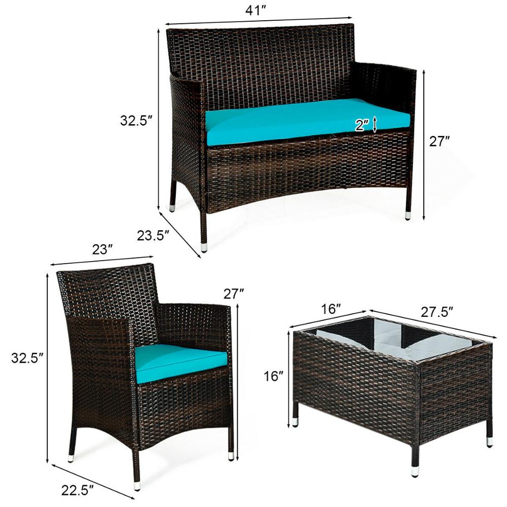 4pcs Rattan Patio Furniture Set