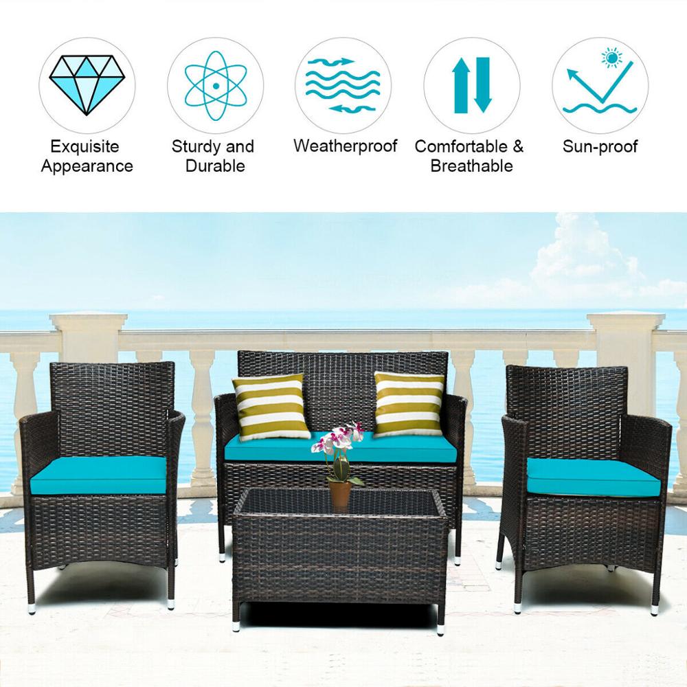 4pcs Rattan Patio Furniture Set
