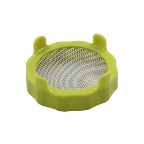 sage green microgreens and sprouting mason jar lids with metal screen that come in assortment of colors, comes in a set of 4, better airflow and drainage, easy filtration and easy stand, great for all sprouts and most mason jars, 20 mm thick and 90 mm wide