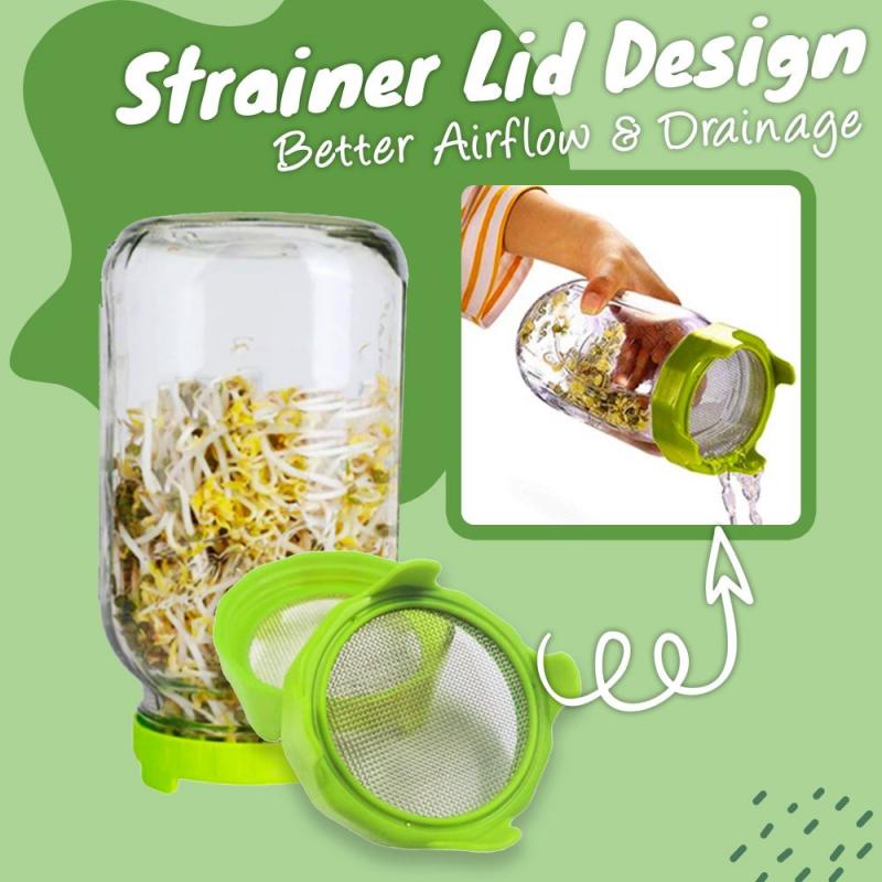 microgreens and sprouting mason jar lids with metal screen that come in assortment of colors, comes in a set of 4, better airflow and drainage