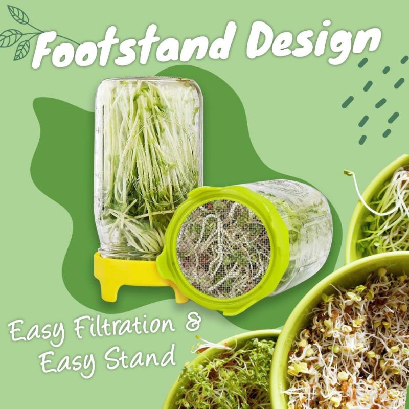 microgreens and sprouting mason jar lids with metal screen that come in assortment of colors, comes in a set of 4, better airflow and drainage, easy filtration and easy stand