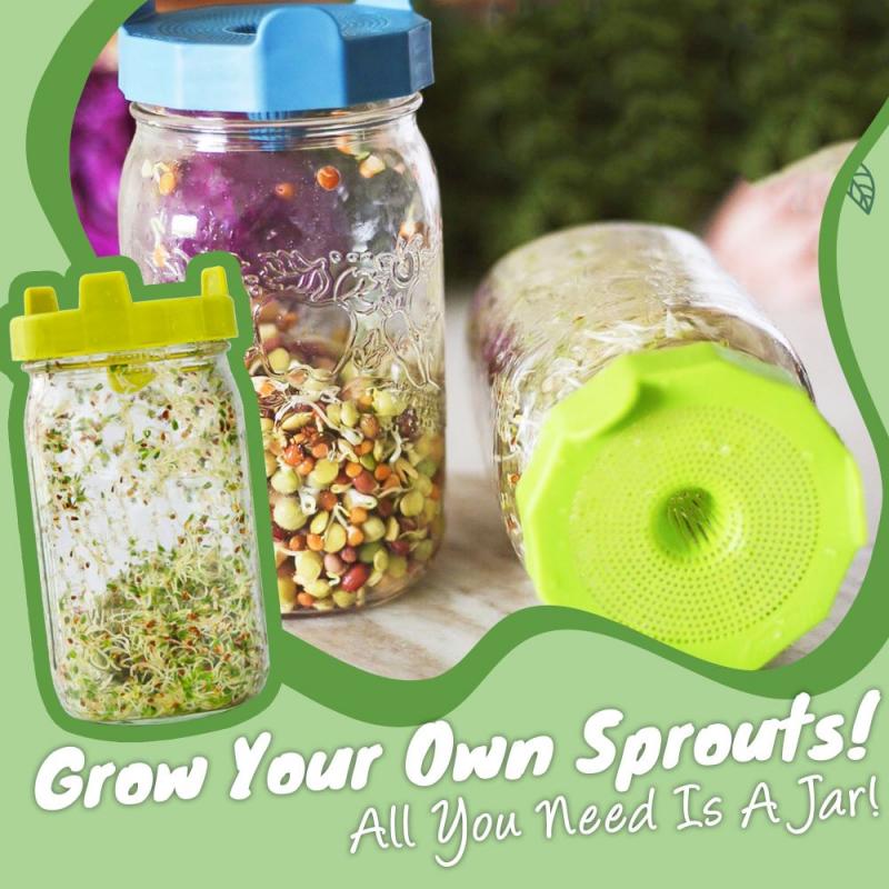 microgreens and sprouting mason jar lids with metal screen that come in assortment of colors, comes in a set of 4, better airflow and drainage