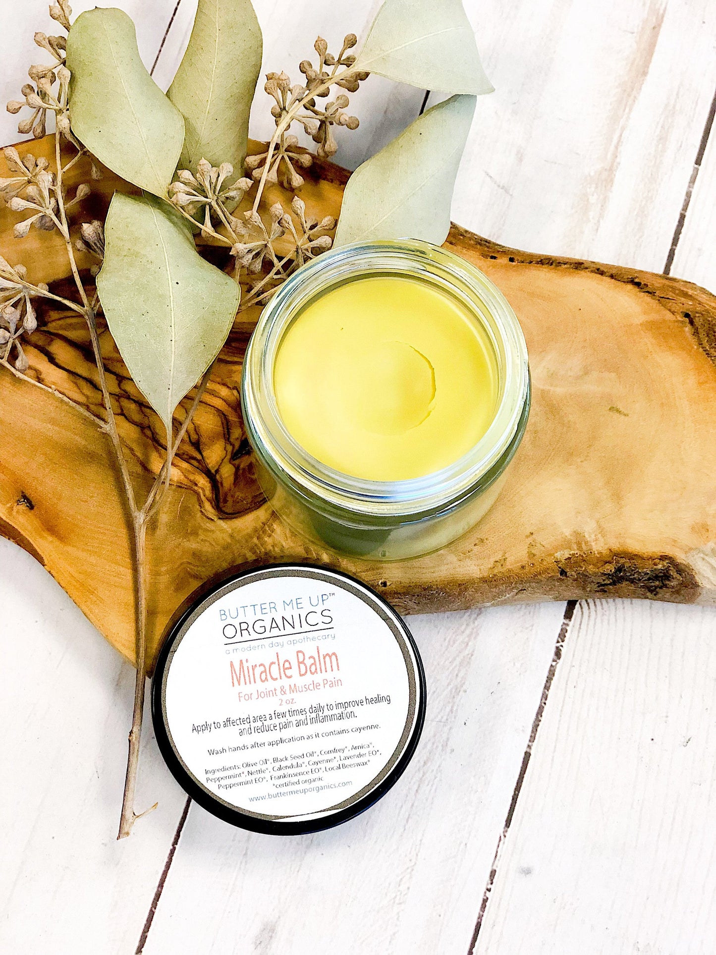 Miracle Balm butter me up organics open jar
