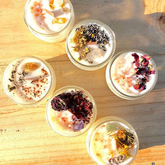 set of six intention candles handmade organic and nontoxic