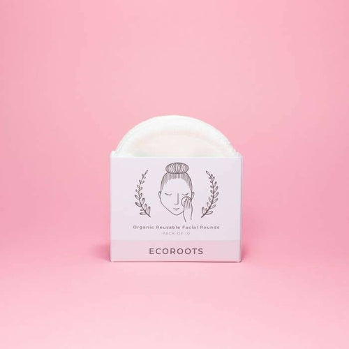 organic reusable facial rounds pack of 10, ecoroots 