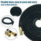 expandable water garden hose for outdoor use, comes in four different lengths: 25 ft/50 ft/75 ft/100 ft with bag and included parts can be used to wash dog, water garden, or clean the car. 