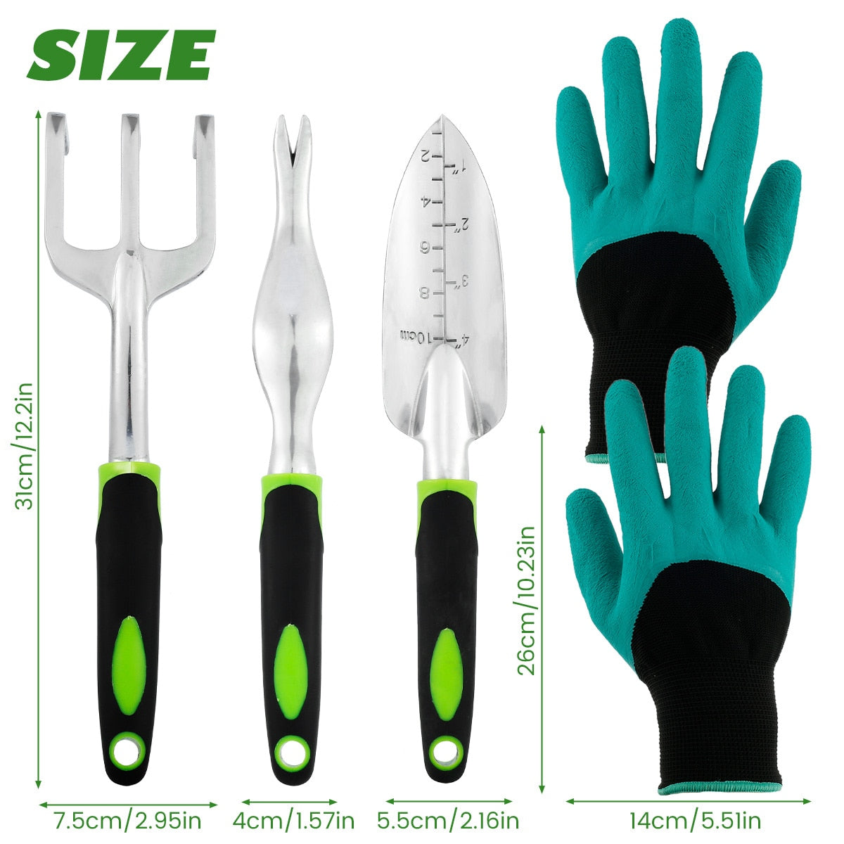4 Piece Garden Tool Set With Gloves