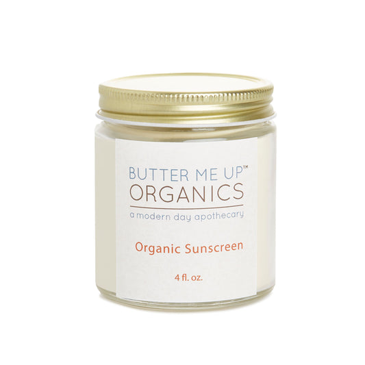 Organic Sunscreen butter me up organics a modern day apothecary 4 fl oz closed jar