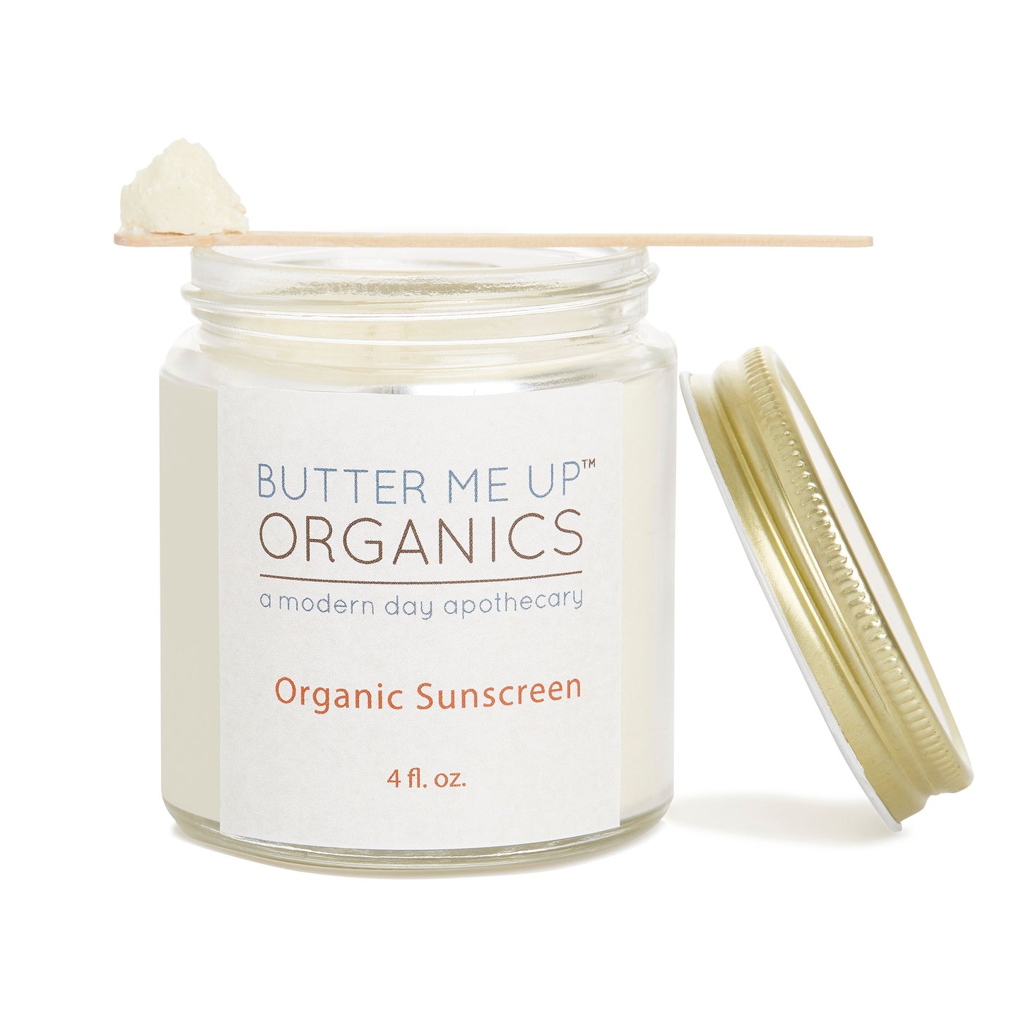 Organic Sunscreen butter me up organics a modern day apothecary open jar 4 fl oz