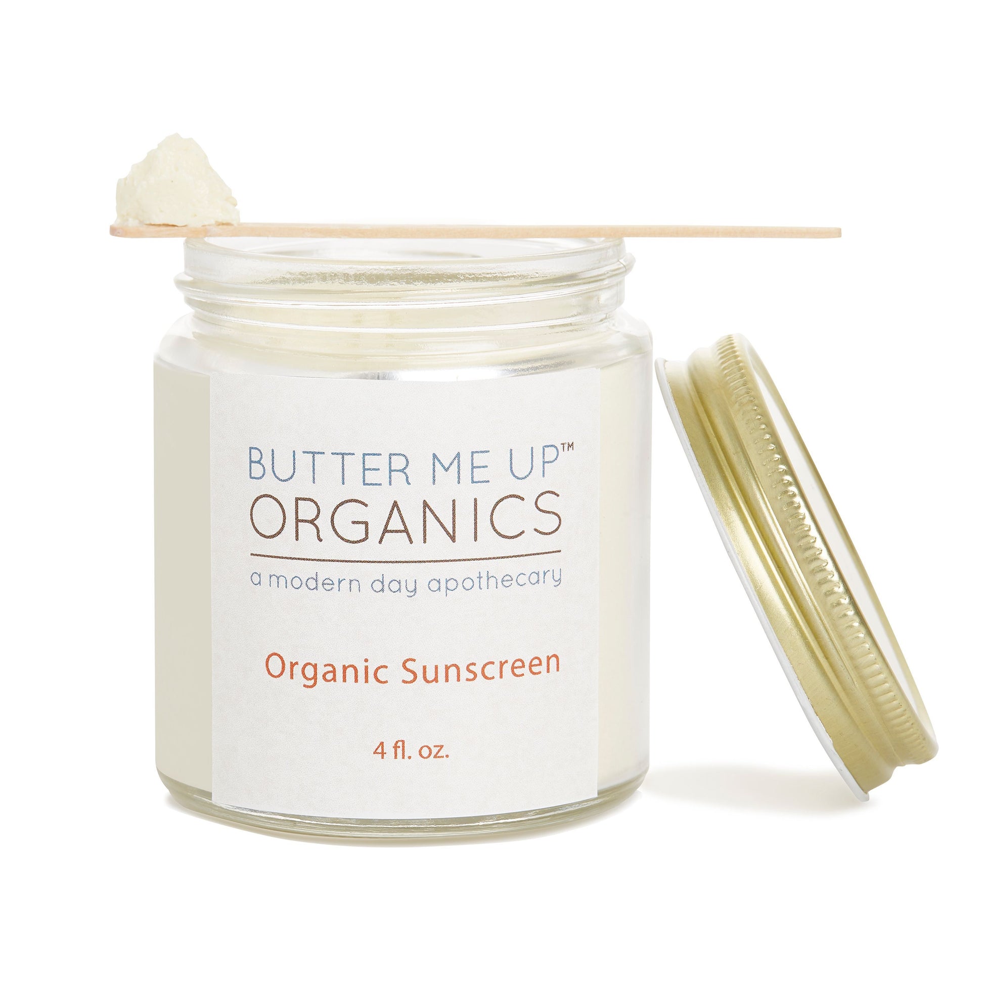Organic Sunscreen butter me up organics a modern day apothecary open jar 4 fl oz