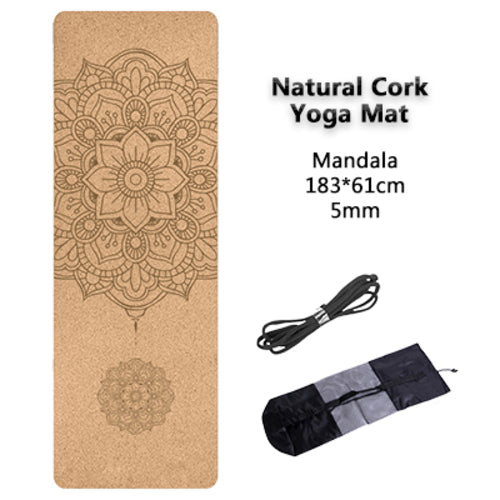 Jusenda 5mm Natural Cork TPE Yoga Mat