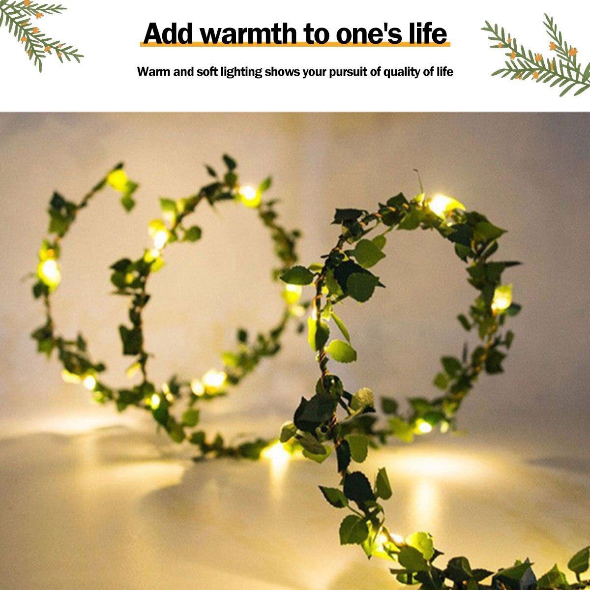 LED Solar Ivy String Garland Lights add warmth to one's life, warm and soft lighting shows your pursuit of quality in life