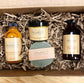 Organic Acne Bundle includes super acne fighter 4 fl oz, sea buckthorn facial moisturizer with green tea 56.7 g, fresh face cleansing bar, and pure organic witch hazel 2 fl oz, all butter me up organic brand a modern day apothecary