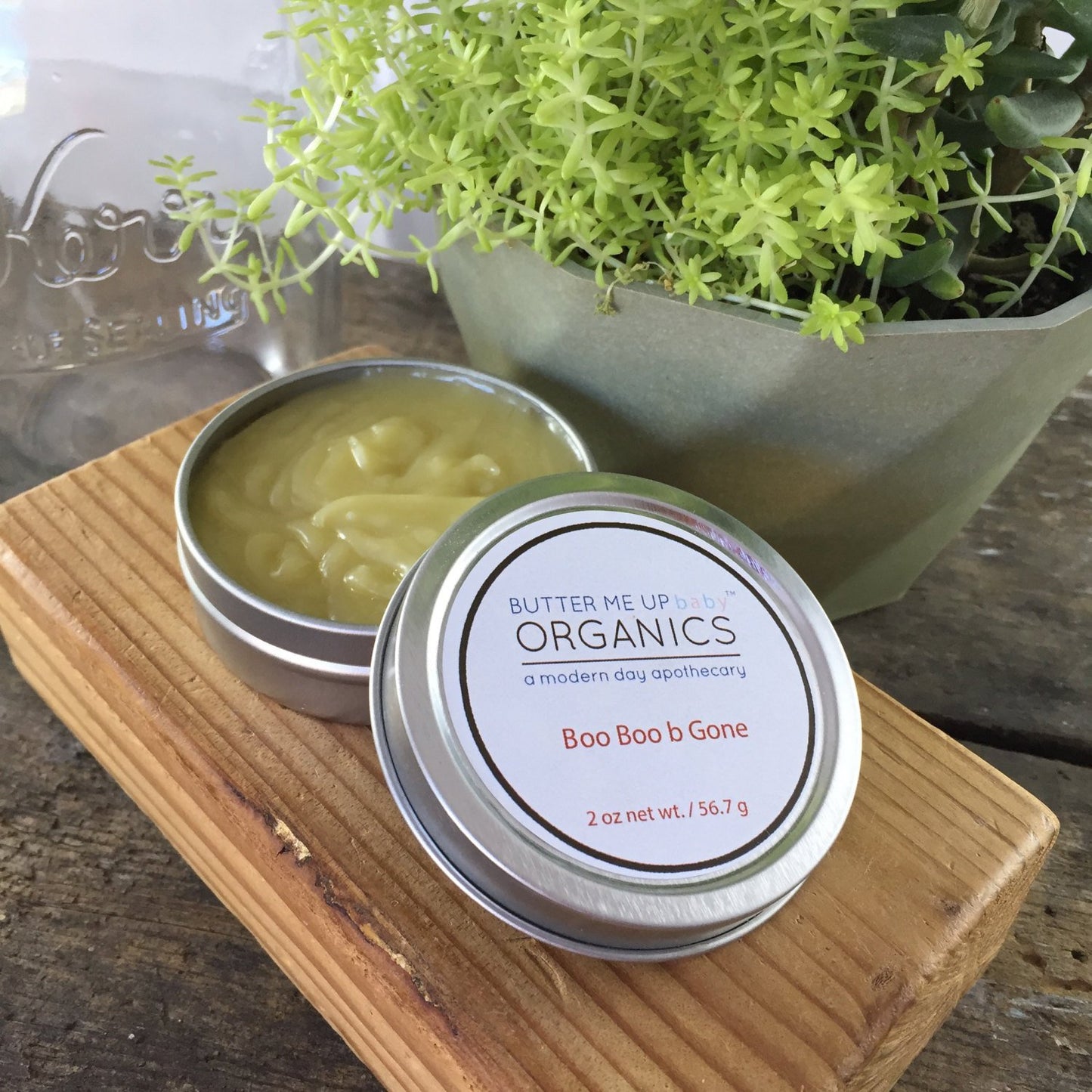 Boo Boo B Gone Butter Me uP Organic a modern day apothecary 2 oz open