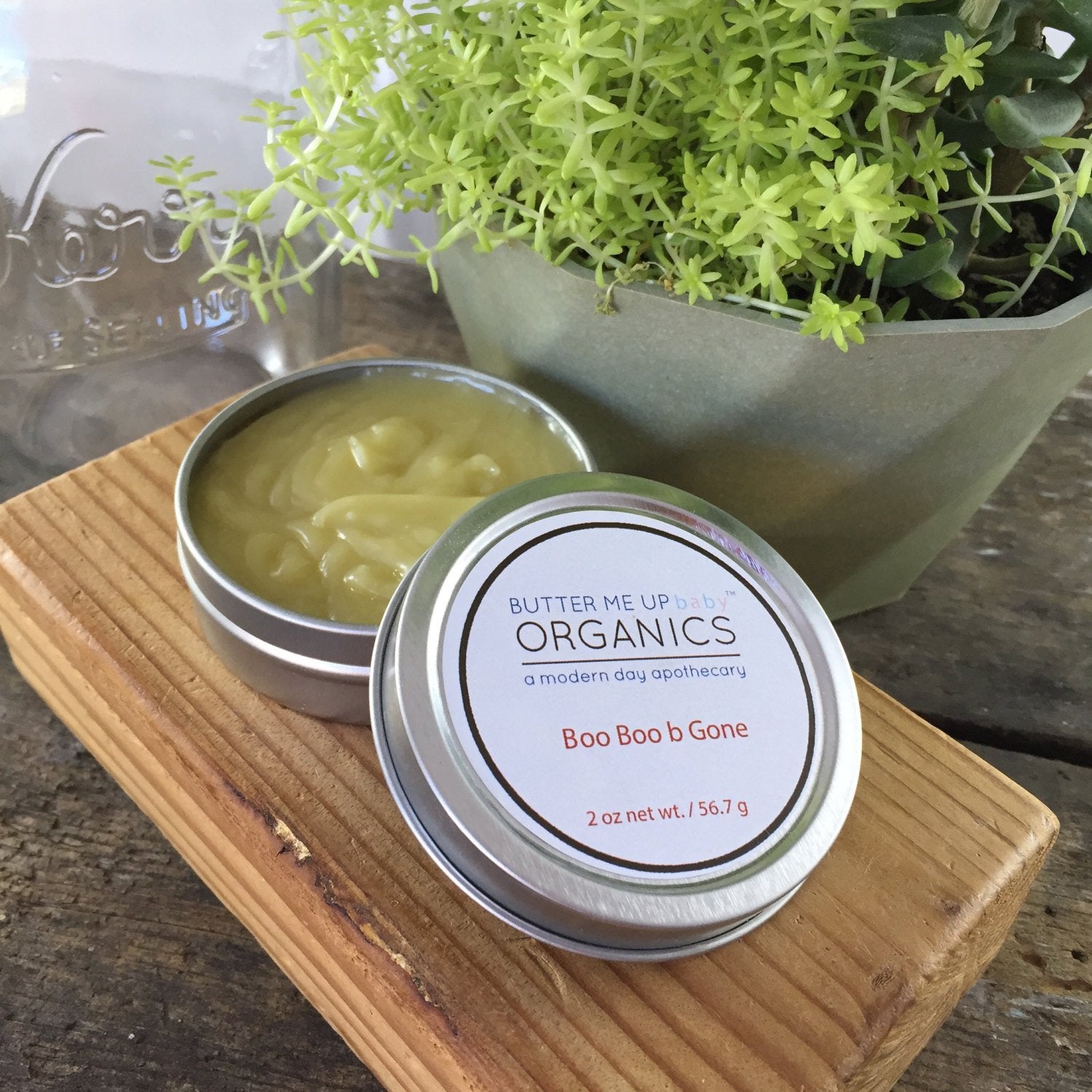 Boo Boo B Gone Butter Me uP Organic a modern day apothecary 2 oz open