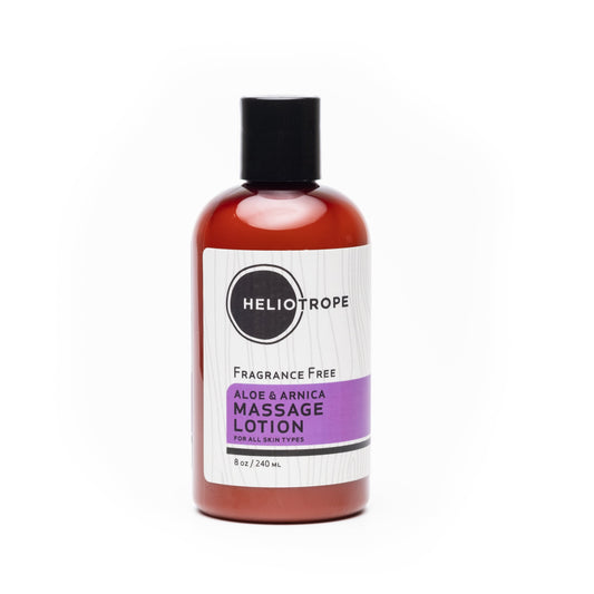 aloe and arnica heliotrope massage oil with mango butter and essential oils 8 oz/240 ml for all skin types