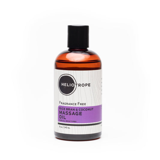 rice bran and  coconut heliotrope massage oil with mango butter and essential oils 8 oz/240 ml for all skin typesRice Bran and Coconut Massage Oil 8 oz heliotrope fragrance free