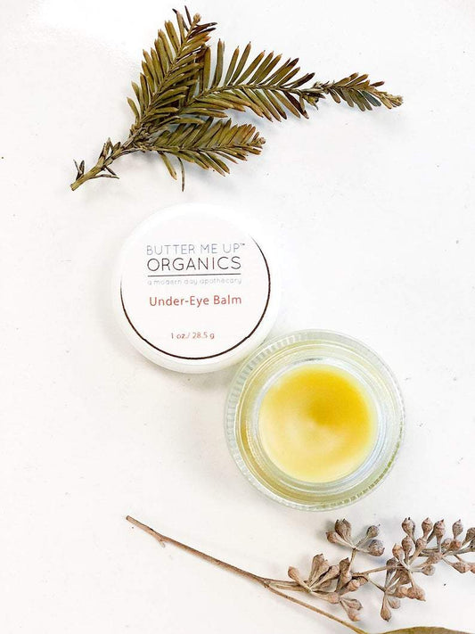 Caffeinated Under Eye Balm butter me up organics a modern day apothecary 1 oz open